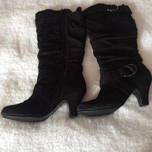 Black suede boots